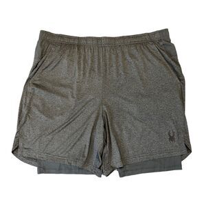 Spyder Active Shorts Mens XL Extra Large Gray 2 in 1 Inner Lined Drawstring Tie